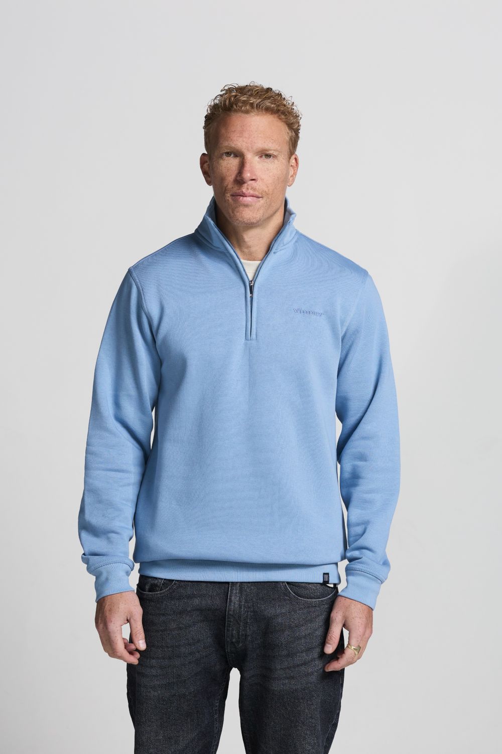 Tisso Halfzip Sweater Faded Denim