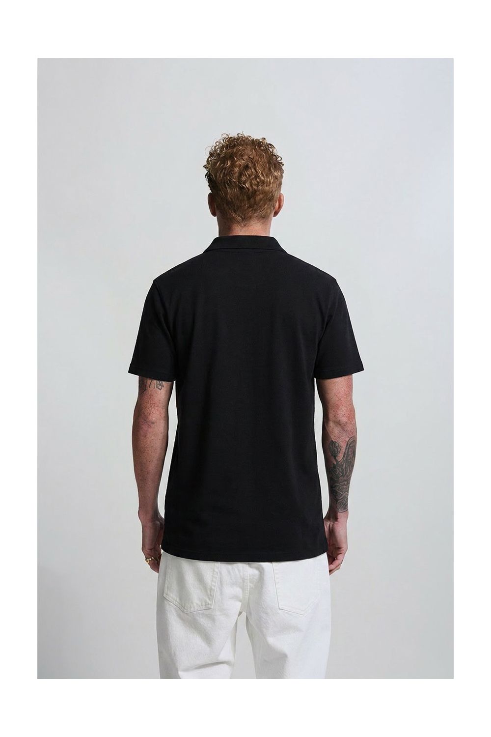 Polo Open Collar  Black