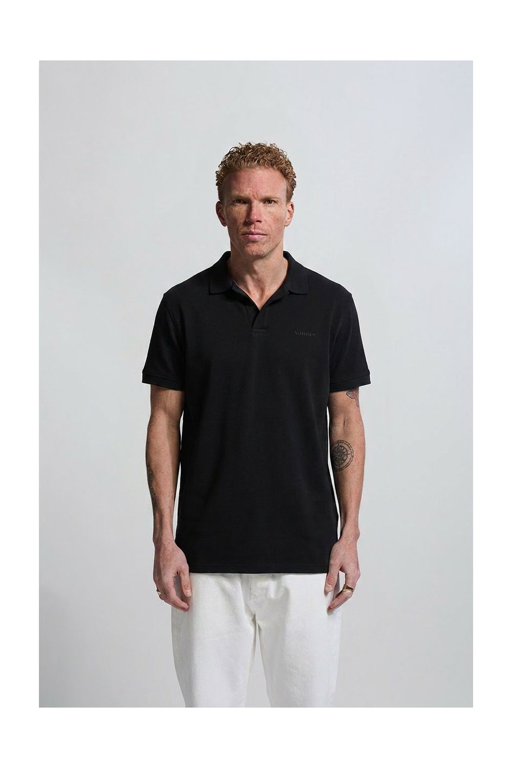 Polo Open Collar  Black